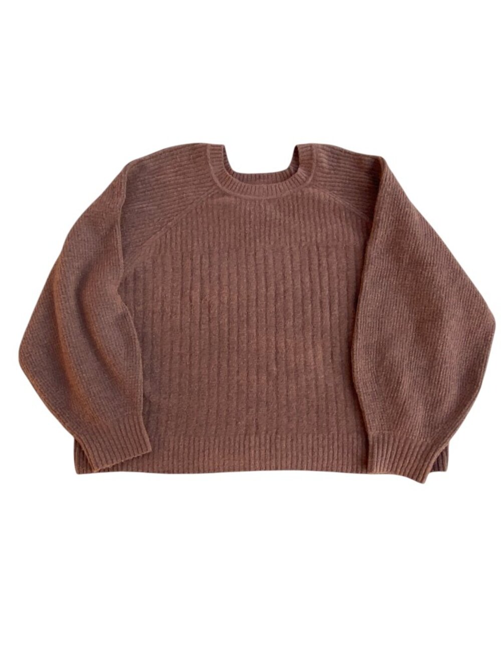 Athleta Layover Chunky Ribbed Merino Wool Sweater Fisherman Indie Brown 3X